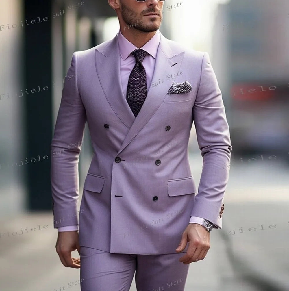 Men Business Formal Occasion Tuxedos Suit 2 Piece Set Blazer Pants