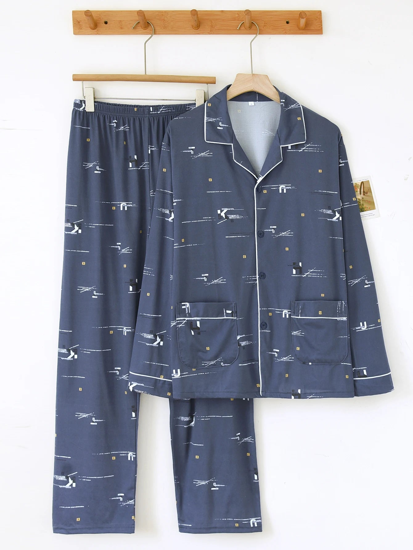 Casual Pajamas for Men, Autumn and Winter Long-Sleeved Set Loungewear