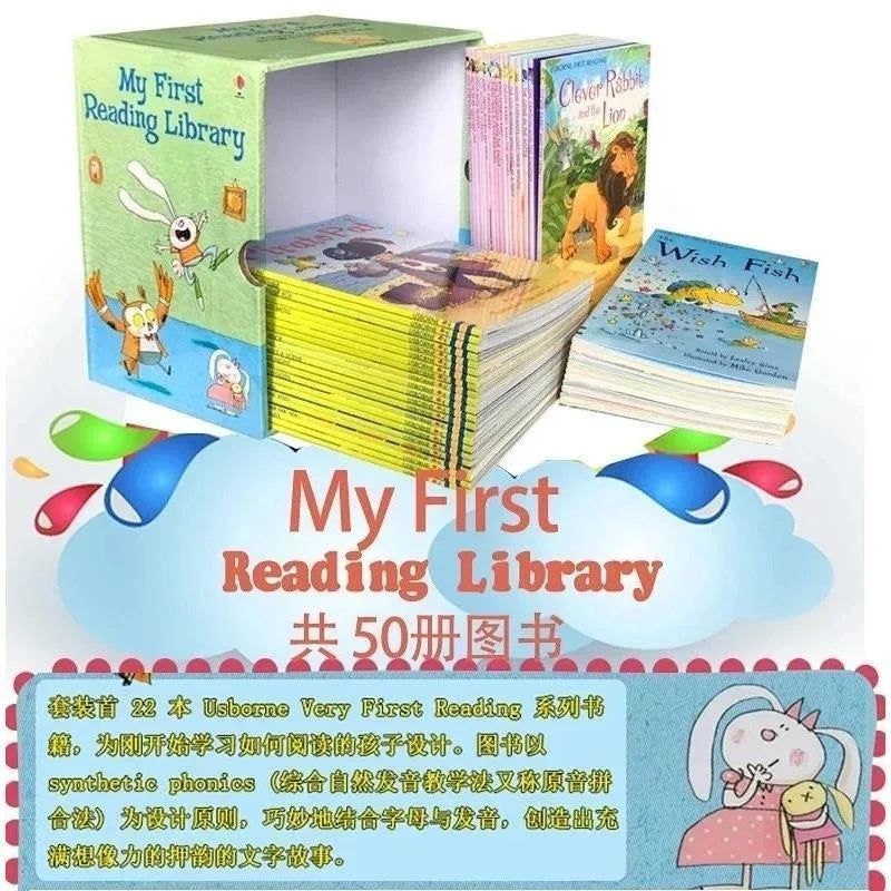 50 Books/Set Usborne My First Reading Library English Picture Books Baby Early Childhood Words Learning Gift for Kids