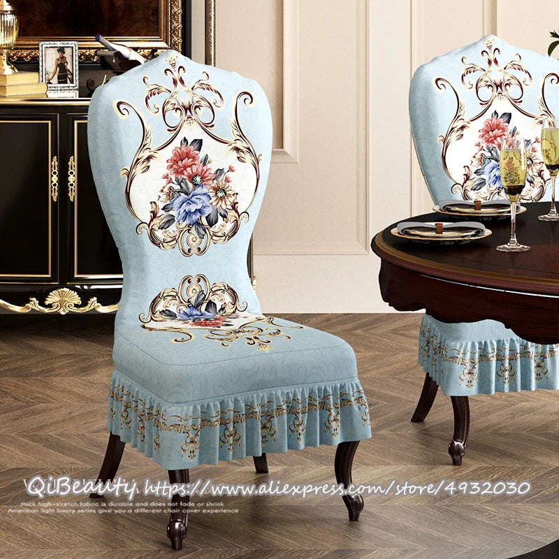 Luxury high-quality European table chair cover Elastic seat cover Protective cover Full skirt stool cover Home decoration