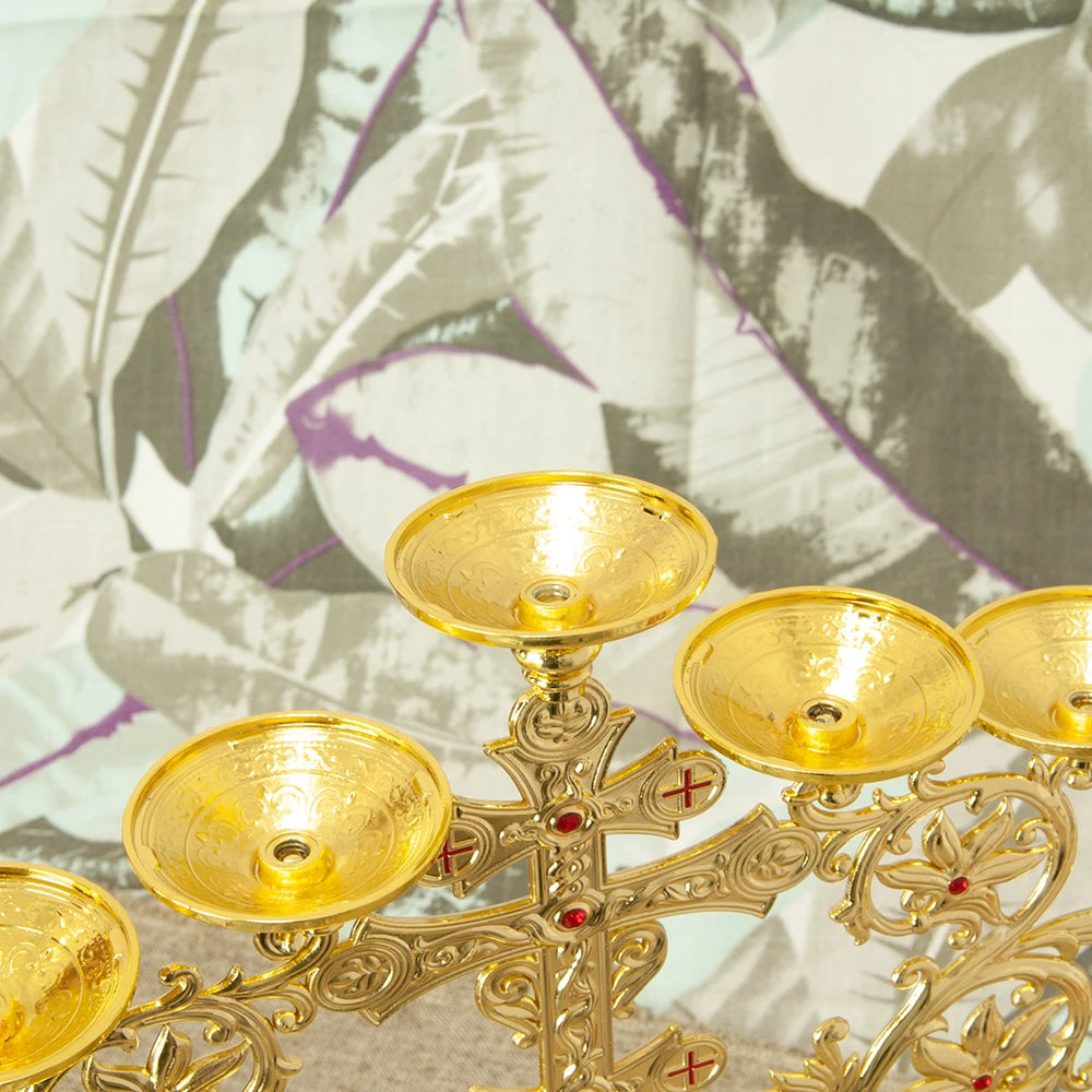 Metal Alloy 7 Branch Candle Holder Church Home Decoration Gold Plated