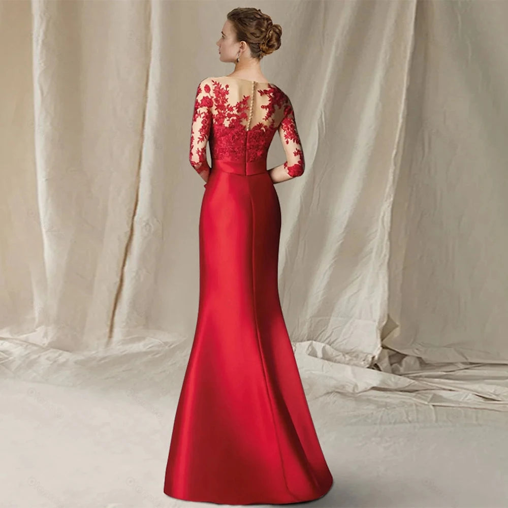 Elegant Mermaid High Quality Satin Wedding Party Gown with Lace Robe