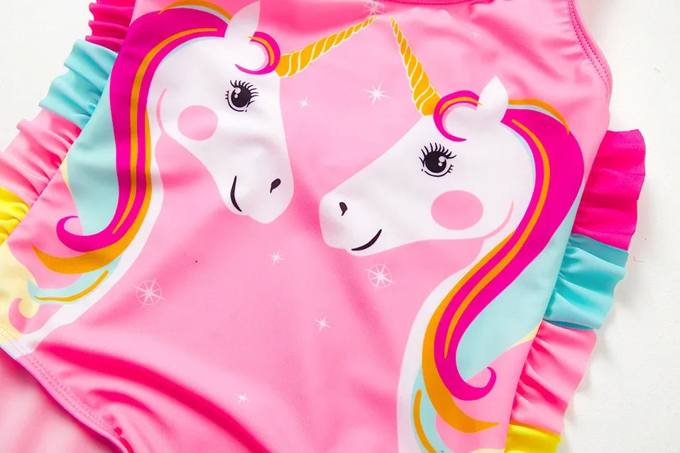 Girl Swimsuit One-Piece Mermaid Fish Scale Unicorn Children's Swimwear 2 - 8 Years