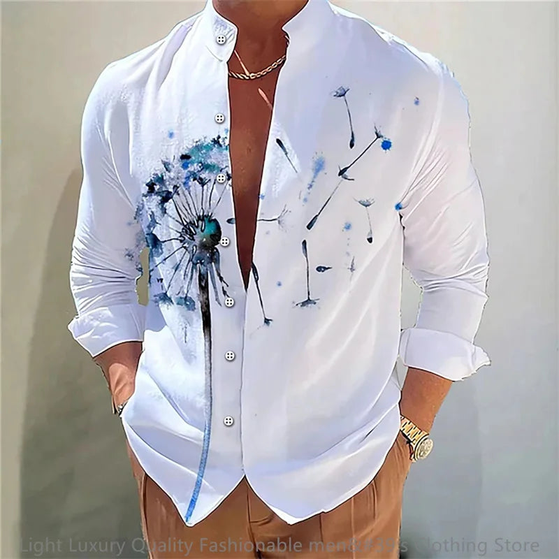 Men's Casual Soft Fabric Shirt Long-sleeved 3D printing XS-6XL