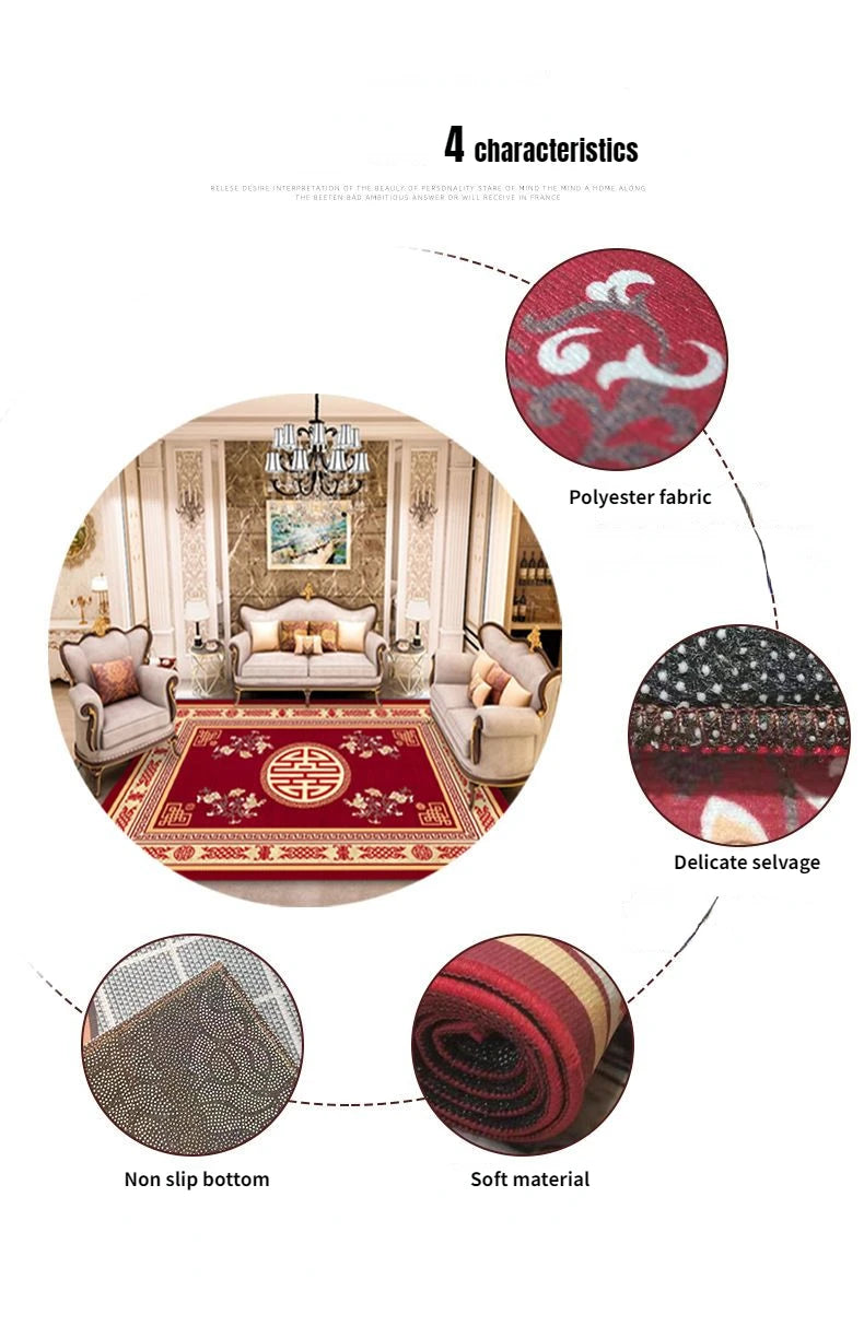 Luxury European Carpets for Living Room, Bedroom 200x300 Home Large Area Rugs Rug Washable