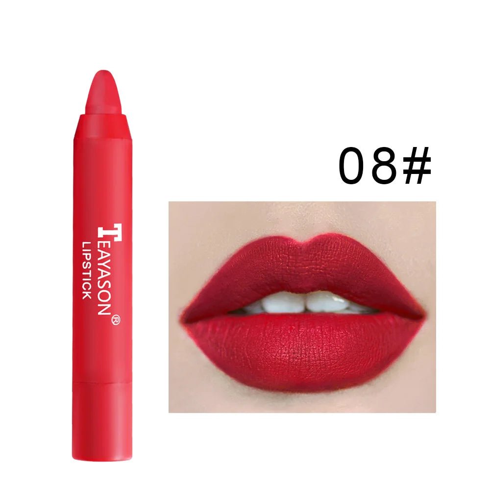 12 Colors Velvet Matte Lipstick Pen Waterproof Lasting Nude Crayon