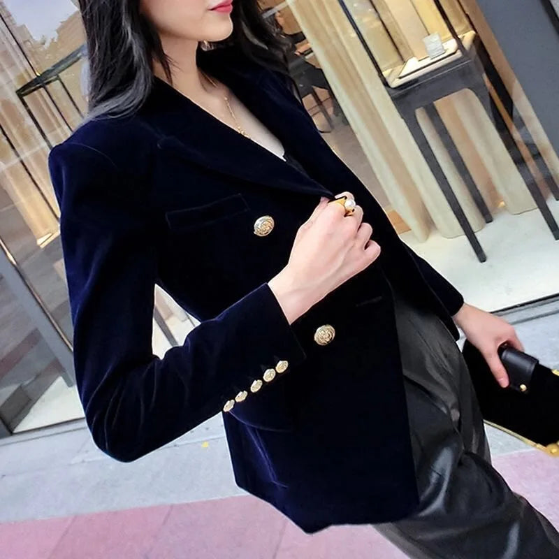 Women Slim Velvet Blazer