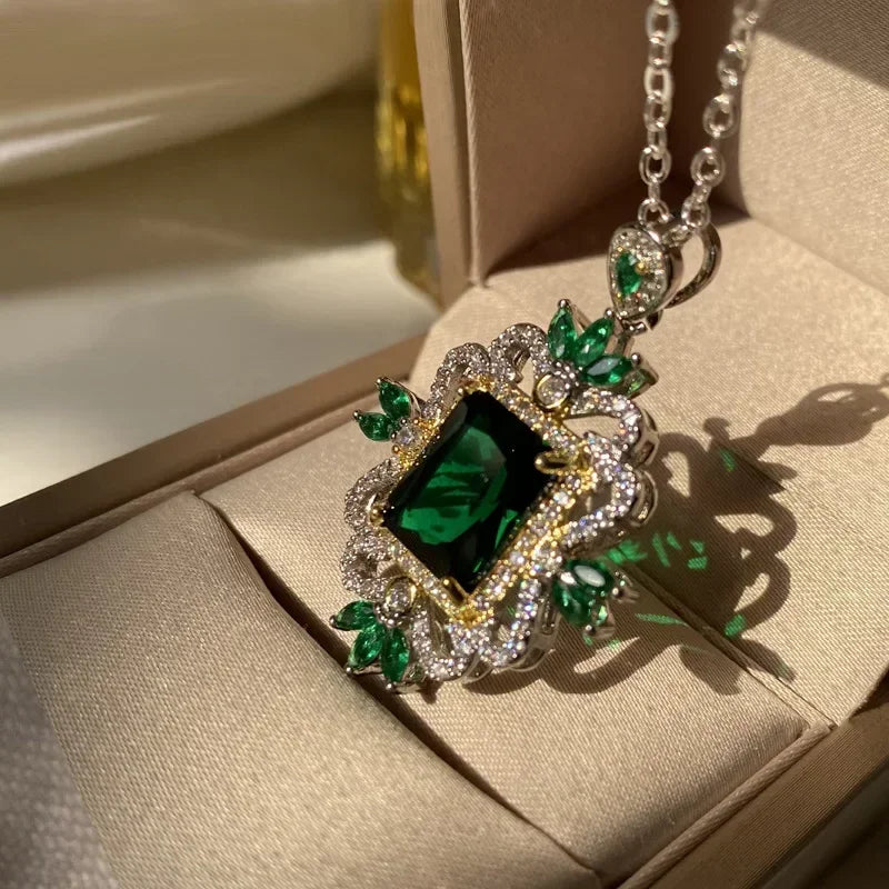 MDLFES Moissanite Diamond Style Europe America Medieval Jewelry Artificial Topaz Necklace