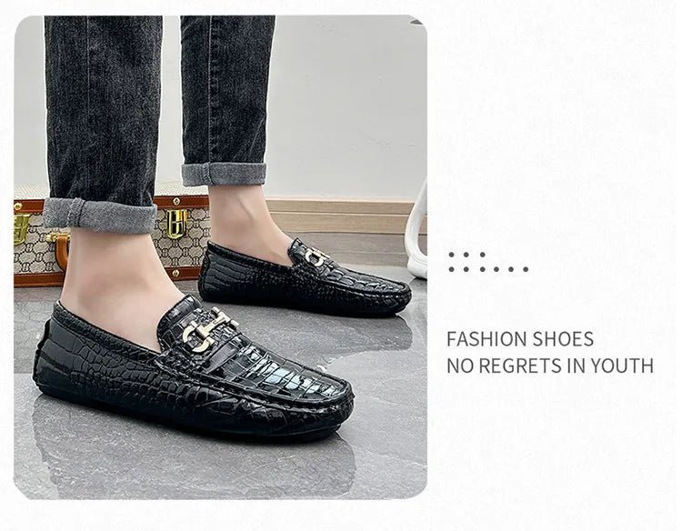 High Quality Luxury Green Snakeskin Leather Men Casual Comfort Lightweight Plus Size 48