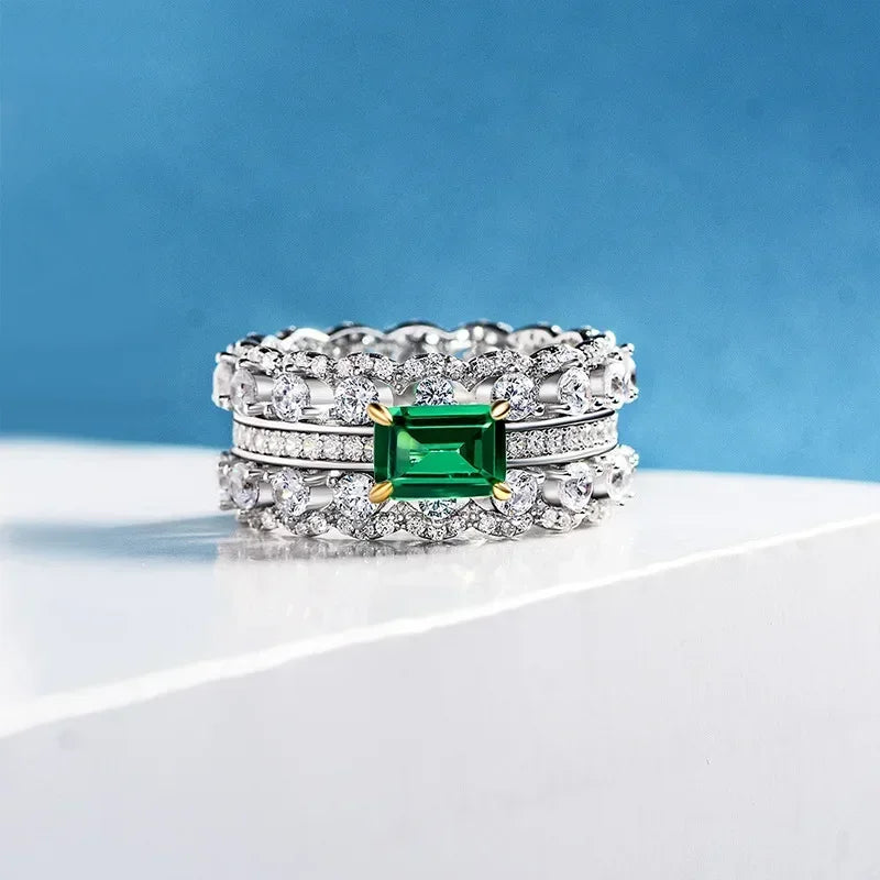 Luxury Fashion Green Zirconia Crystal Ring for Women