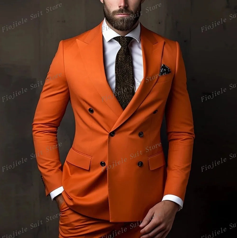 Men Business Formal Occasion Tuxedos Suit 2 Piece Set Blazer Pants
