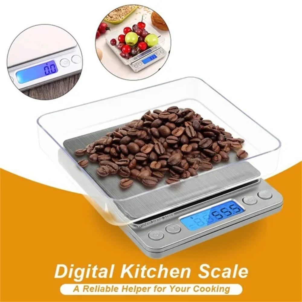 Digital Kitchen Scale Mini Pocket Stainless Steel 0.1/3000g Weigh Scales