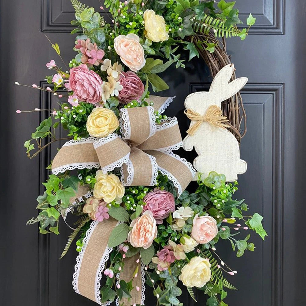 Easter Front Door Spring Cross Wreath