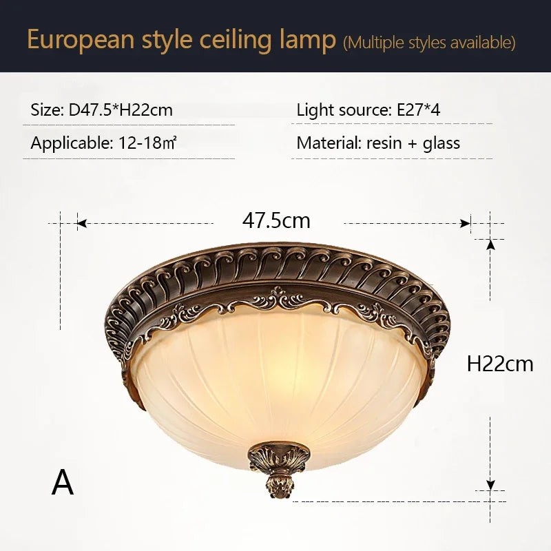 Simple Retro European Home Decor Resin Led Ceiling Lamps