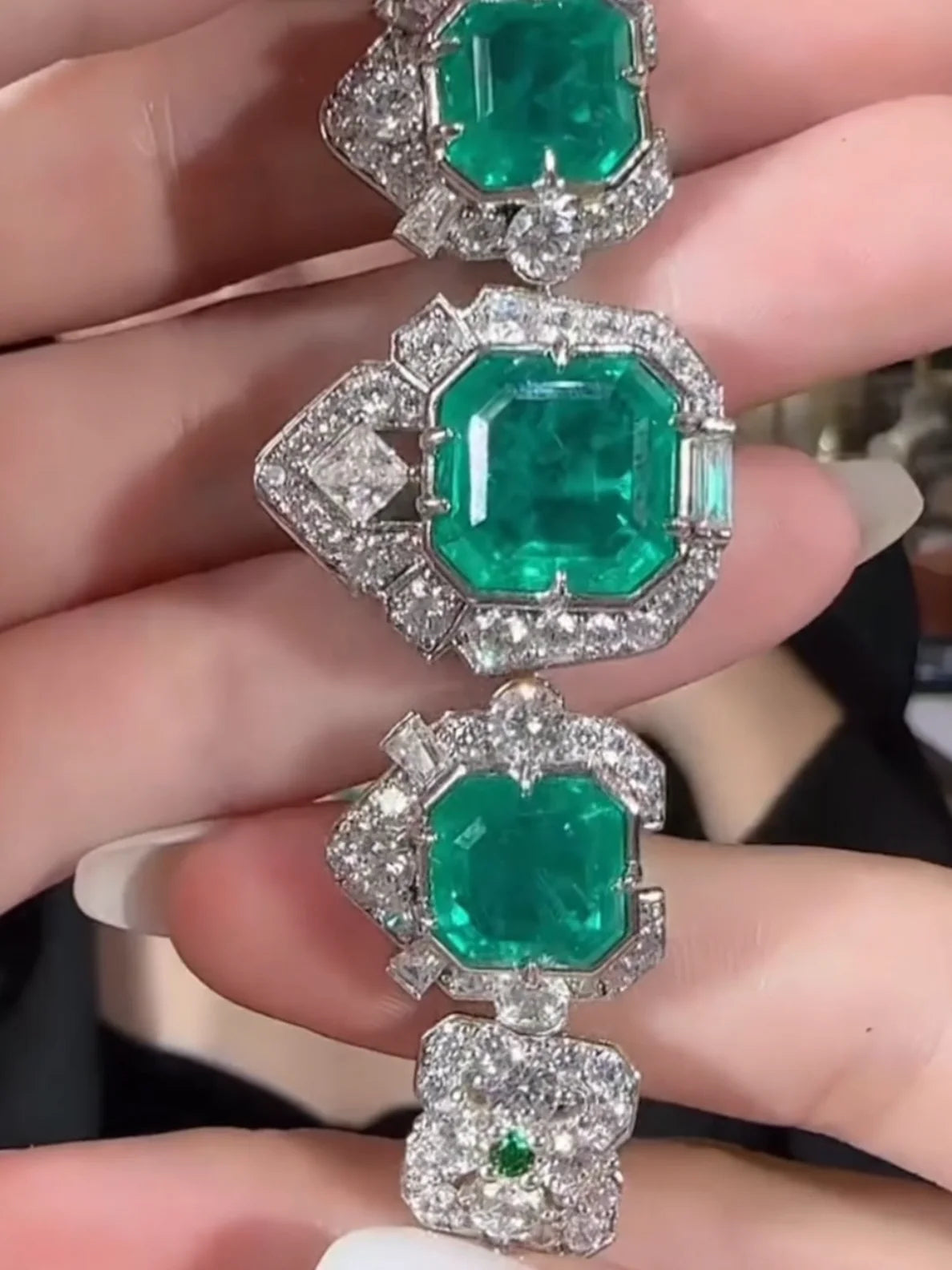 100% 925 Sterling Silver Created Emerald Lab Diamond Pendant Necklaces for Women Fine Jewelry
