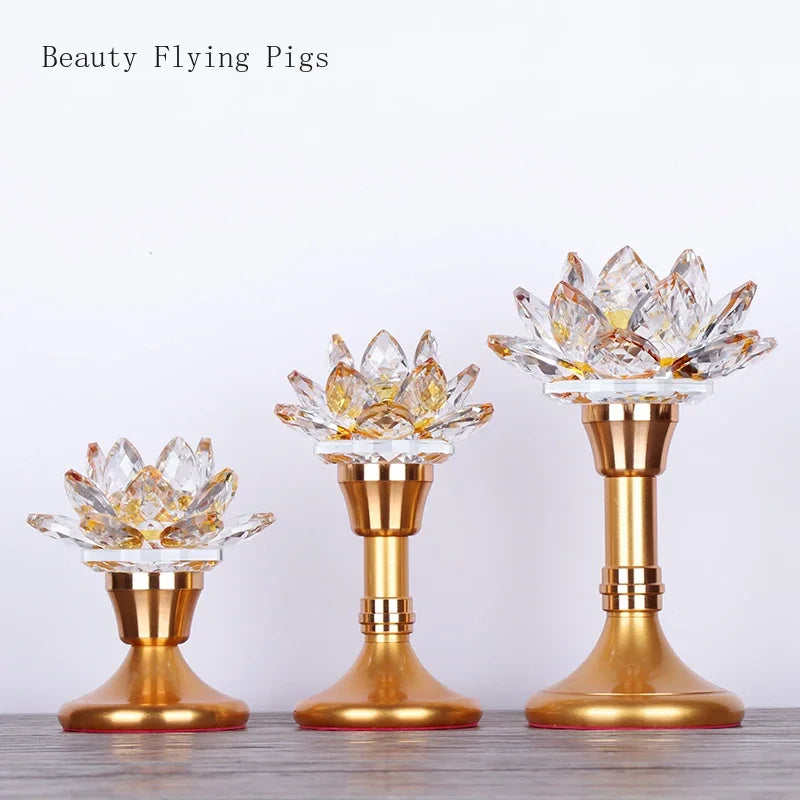 Colorful Glass Lotus Simulated Candlestick, Feng Shui Peace and Love