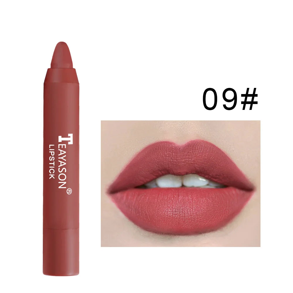 12 Colors Velvet Matte Lipstick Pen Waterproof Lasting Nude Crayon