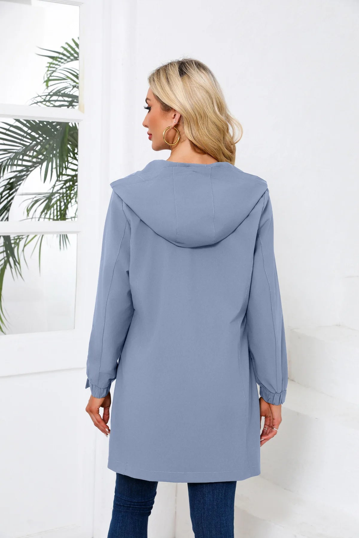 Spring Women's Hooded Long Jacket, Size S-3XL