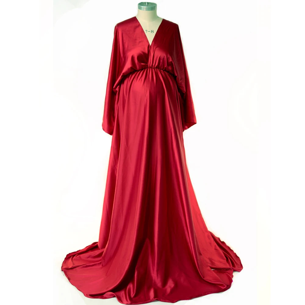 Elegant Soft Satin Maternity Photography Gown