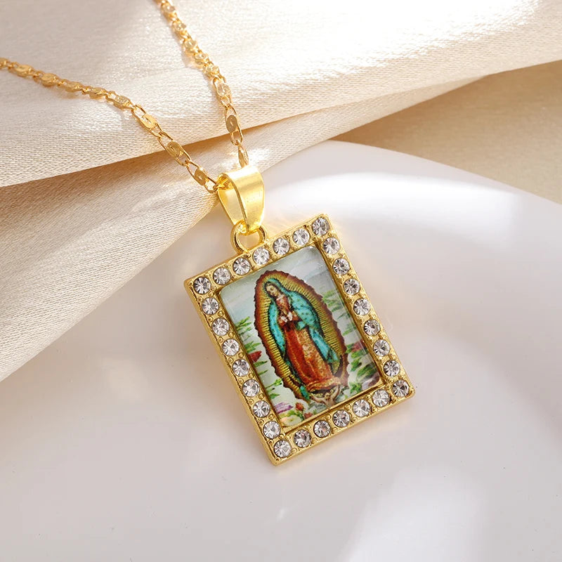 Unisex Virgin Mary Blessing Necklace Pendant