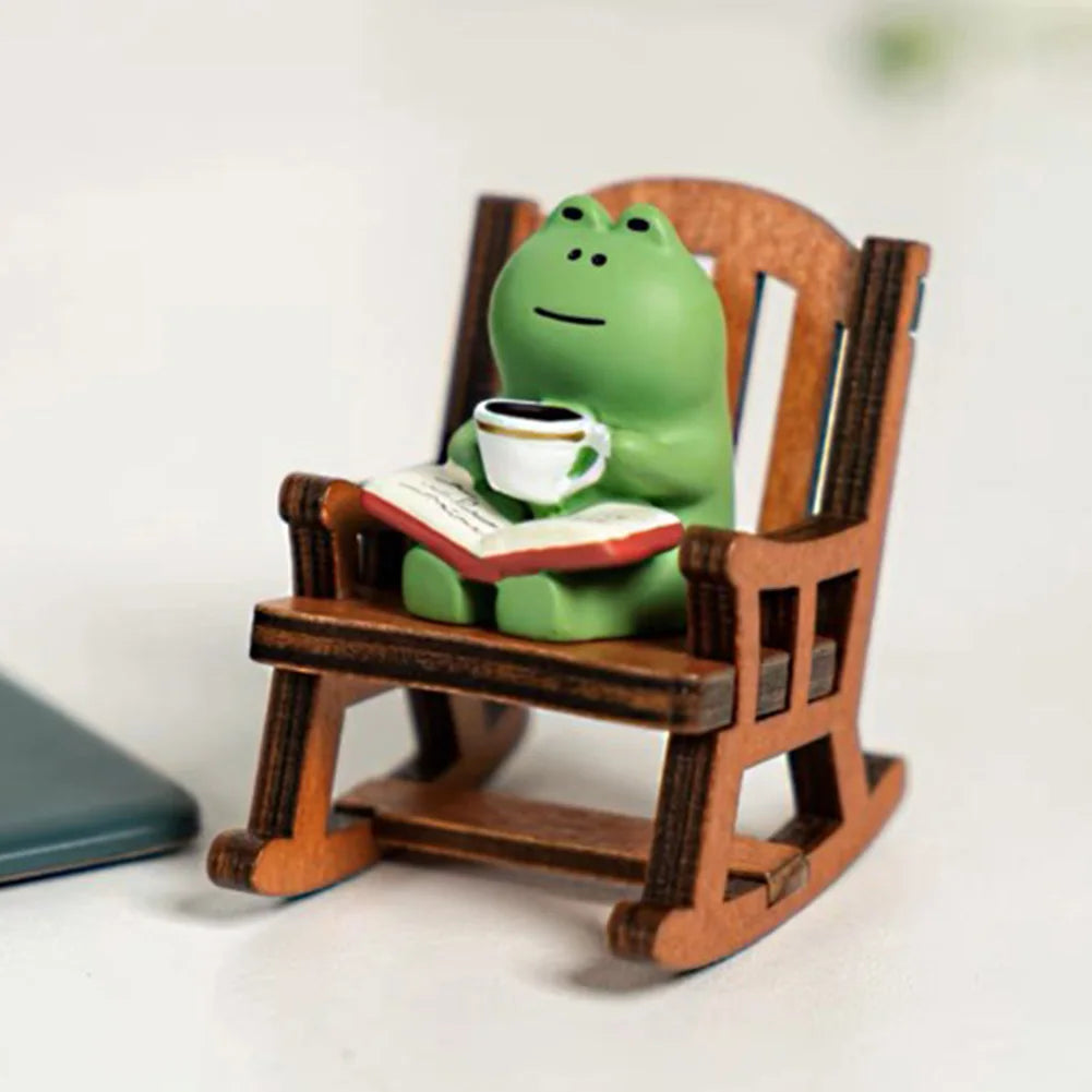 Handmade Miniature Home Office Decoration Frog Rocking Chair Lamp