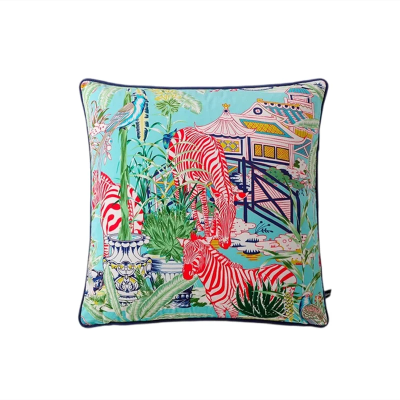 Tiger Home Cushion Velvet Cover Cheetah With Ginger Jar Decorative Pillow Case