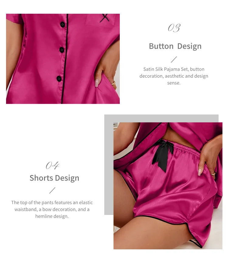 Women's Pajamas Lounge Set Short Sleeve Top & Shorts