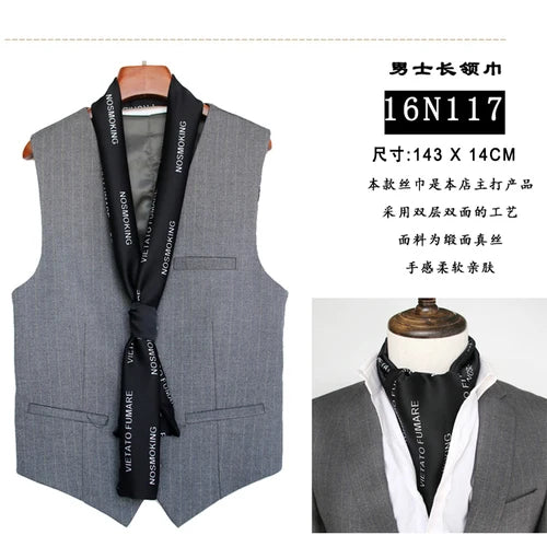 Men's silk scarves British strip printed narrow scarf suit decorative