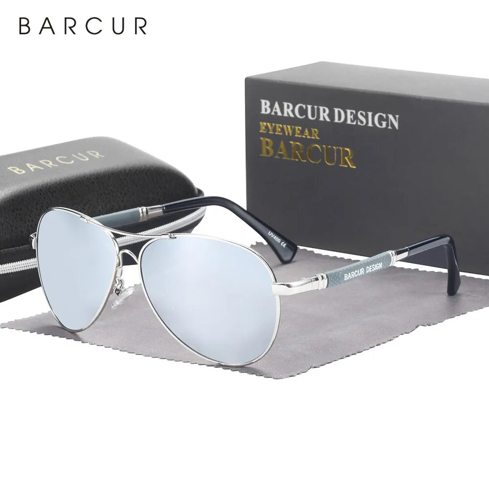 BARCUR Design Frame Sunglasses Polarized For Men Women Pilot Gradient Lens Eyewear Mirror Shades