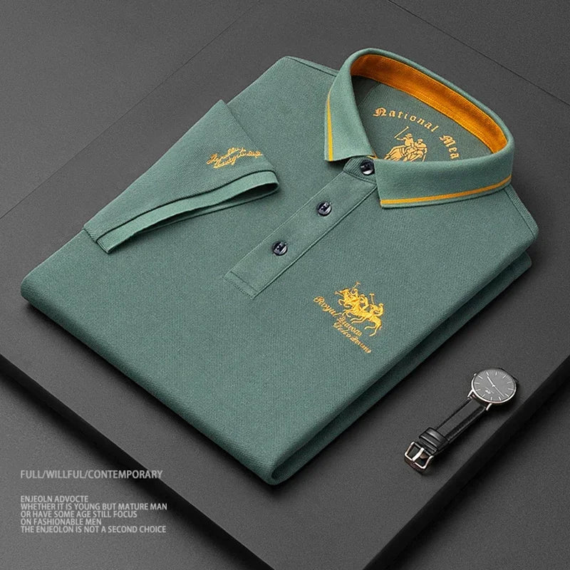 High Quality Men's Cotton Embroidered Summer Polo Shirt Short Sleeve T-shirt