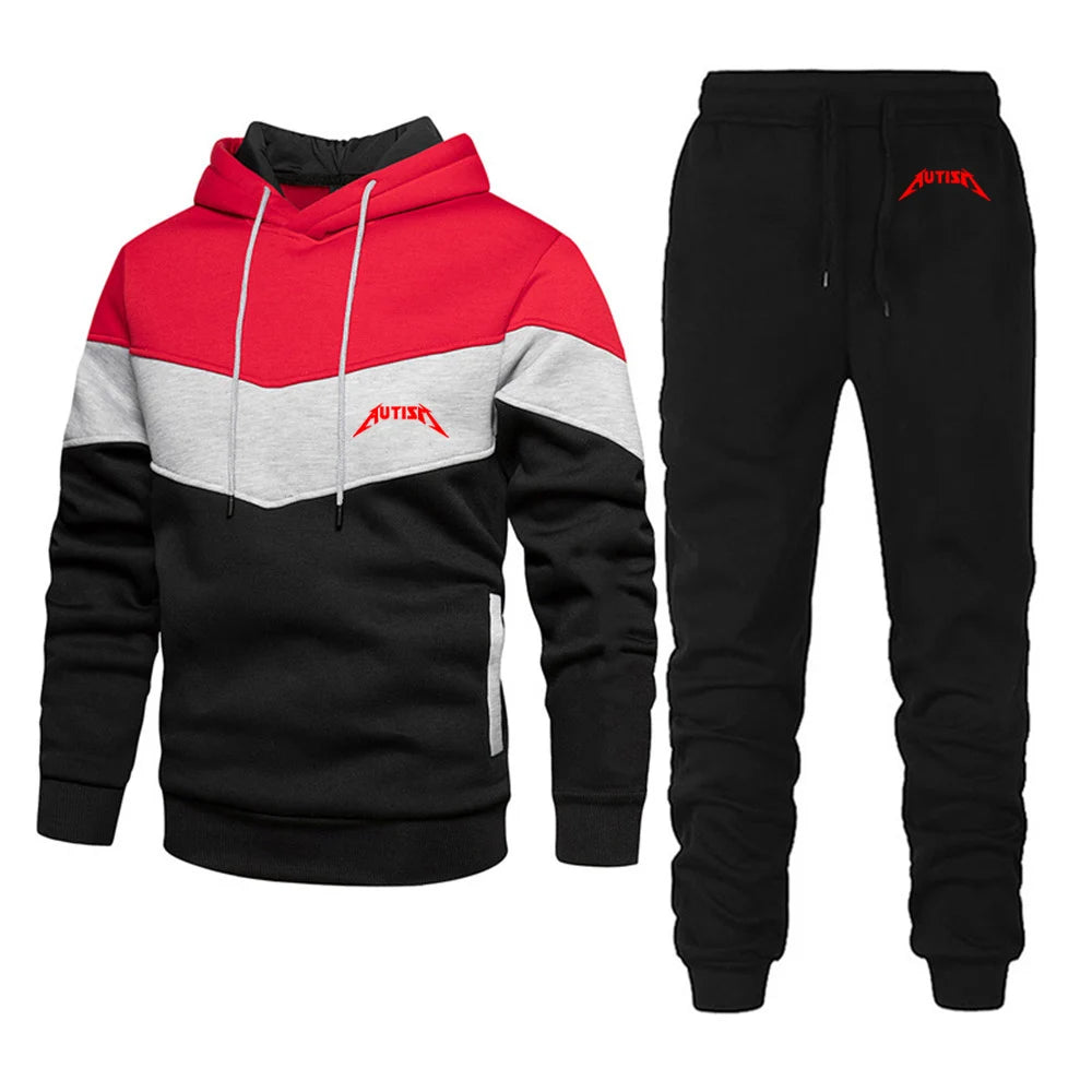 Spring Autumn Men's High Quality Long Sleeve Hooded + Leisure Pants