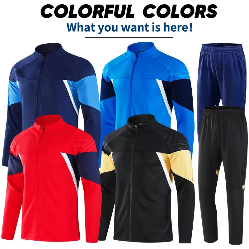 Men's Football Jogging Soccer Training Tracksuit Sportswear Autumn Winter Customizable Logo if needed it