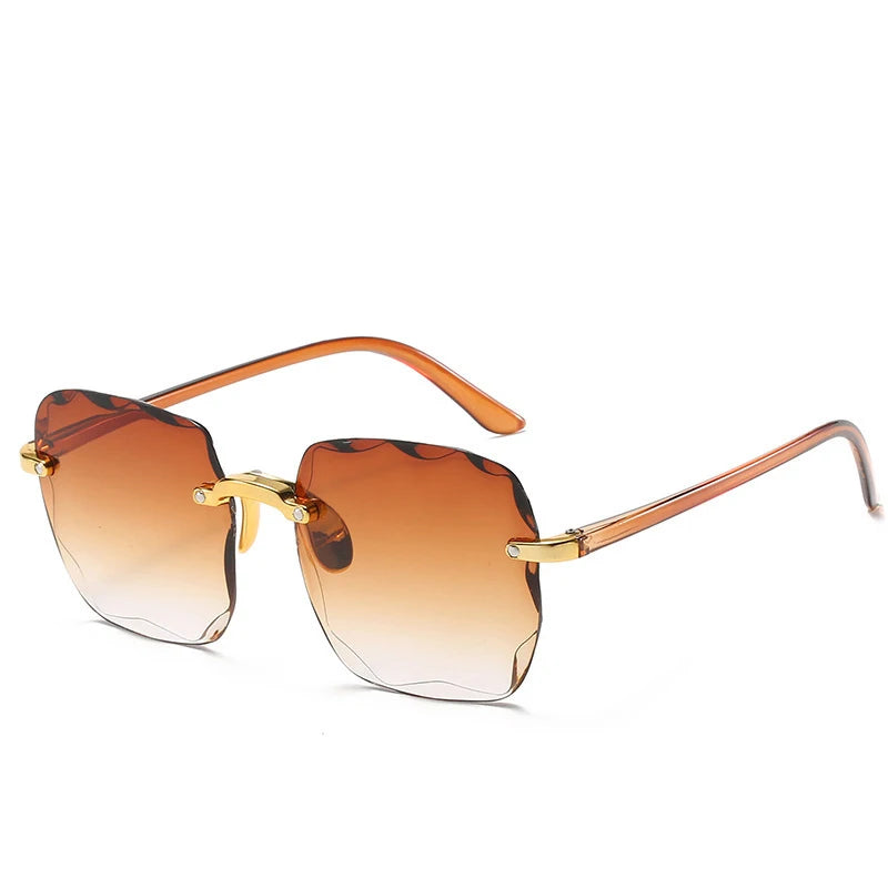 Sunglasses For Women ladies Rimless Diamond cutting Lens Brand Designer Ocean Shades
