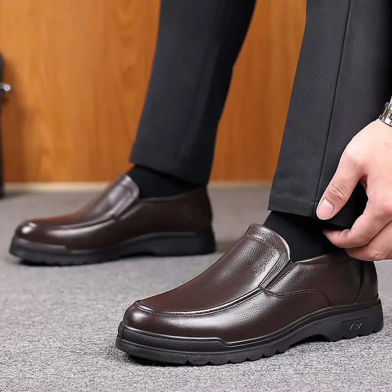 Handmade Genuine Leather Casual Soft Rubber Loafers Slip-On Shoes