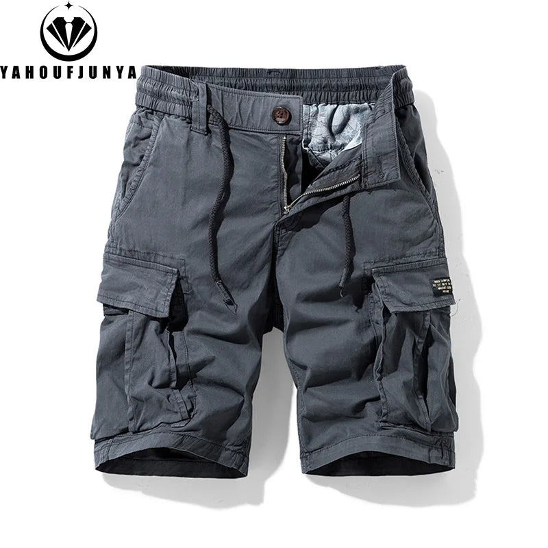 Men's Summer Outdoor Leisure Soft Cotton Shorts Drawstring Buttons