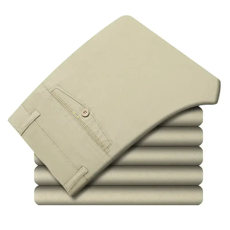 100% Cotton Summer Thin Suit Men's Casual Pants Thick Classic Stretch Trousers