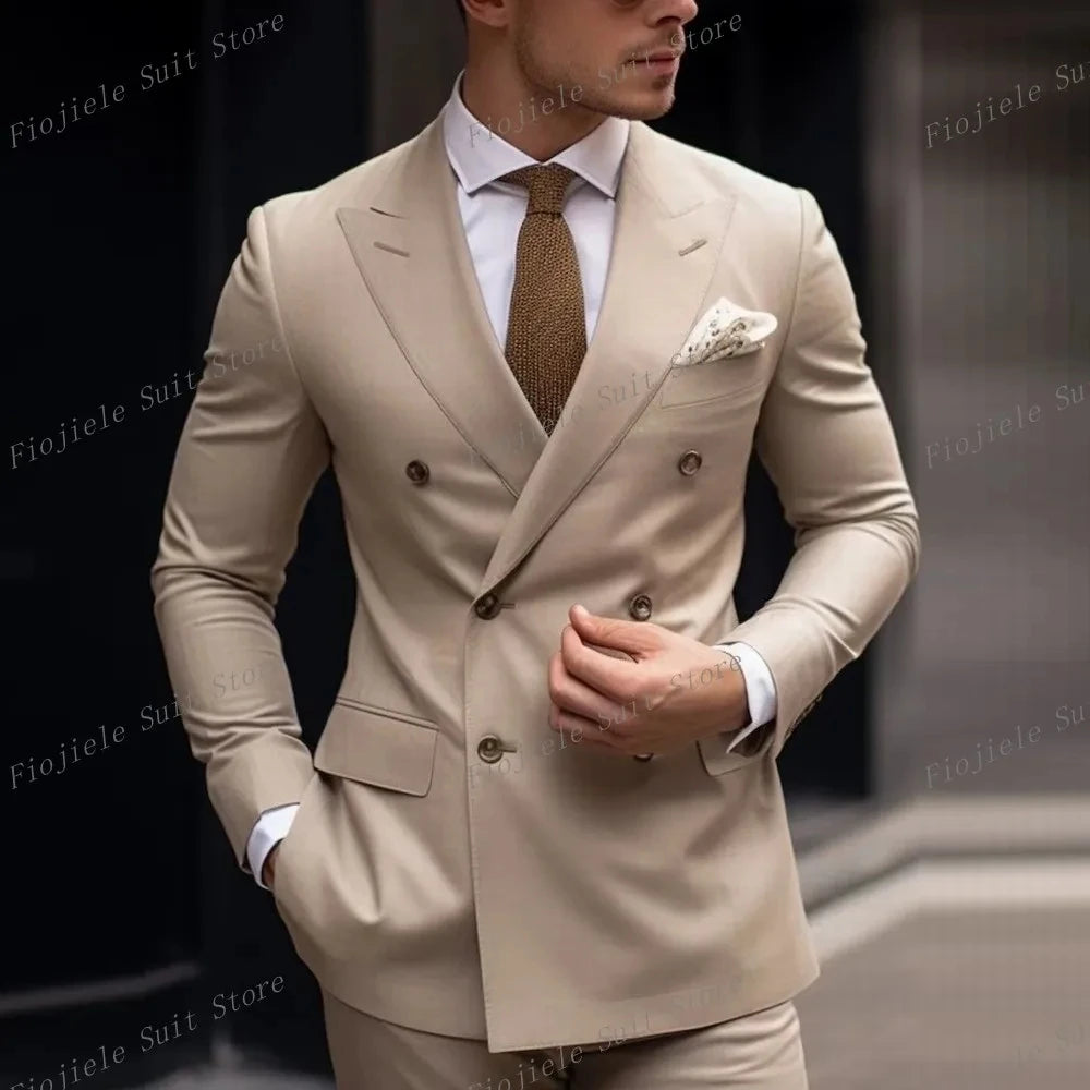 Men Business Formal Occasion Tuxedos Suit 2 Piece Set Blazer Pants