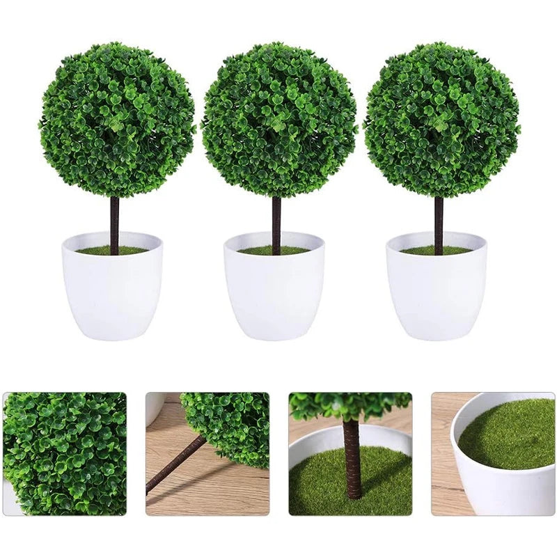 Artificial Plants Potted Green Bonsai Sakura Snowball Home Decor