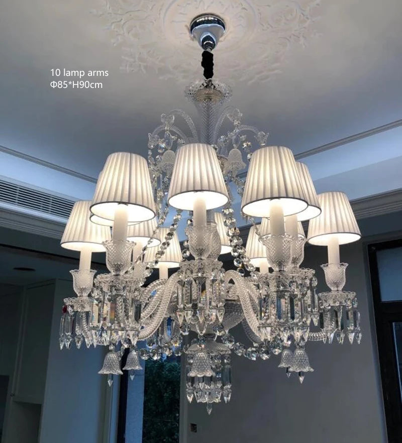 European Crystal Chandelier Living Room Dining Room Bedroom Villa Staircase Lamps White Candle