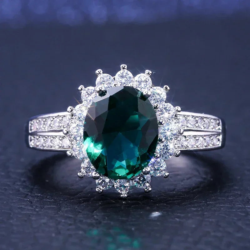 Luxury Fashion Green Zirconia Crystal Ring for Women