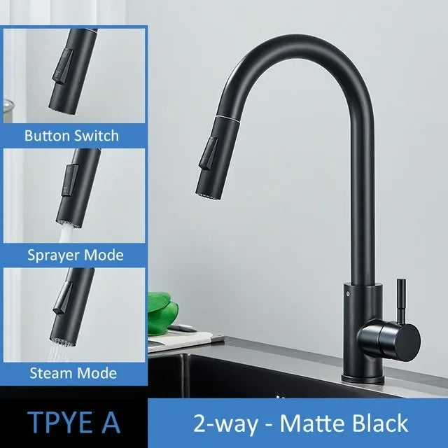Kitchen Faucet Two Function Single Handle Pull Out Mixer Hot and Cold Water Taps