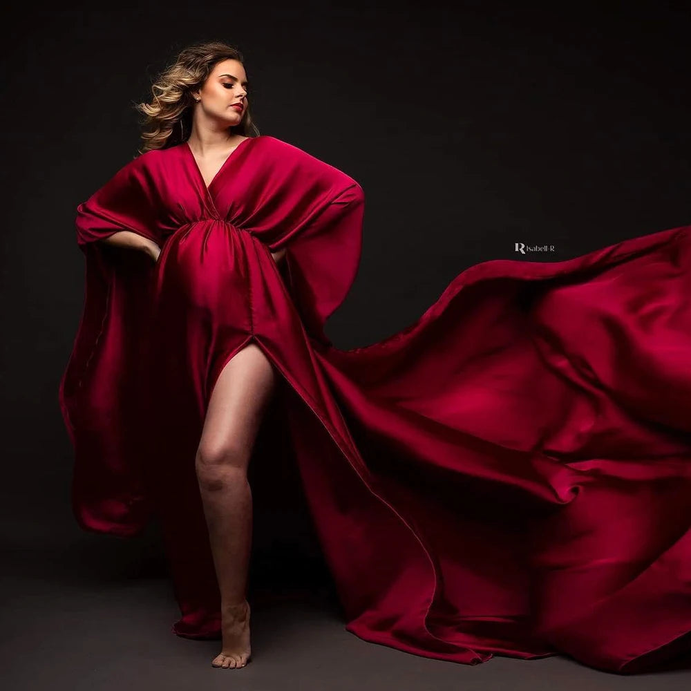 Elegant Soft Satin Maternity Photography Gown
