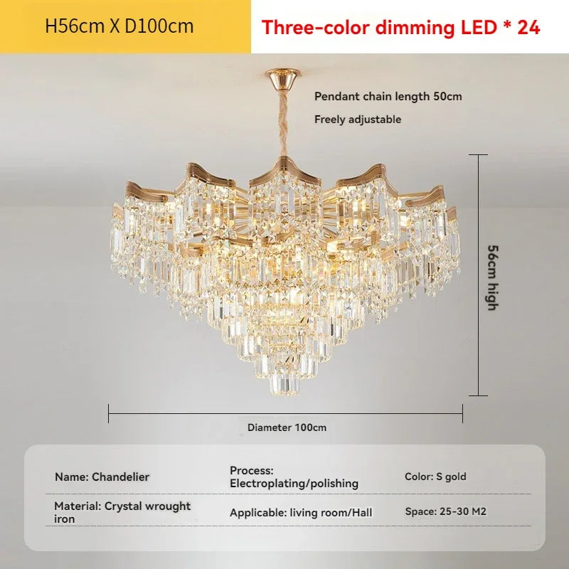 Luxury Stairs Large Crystal Hanging Lamp Chandeliers