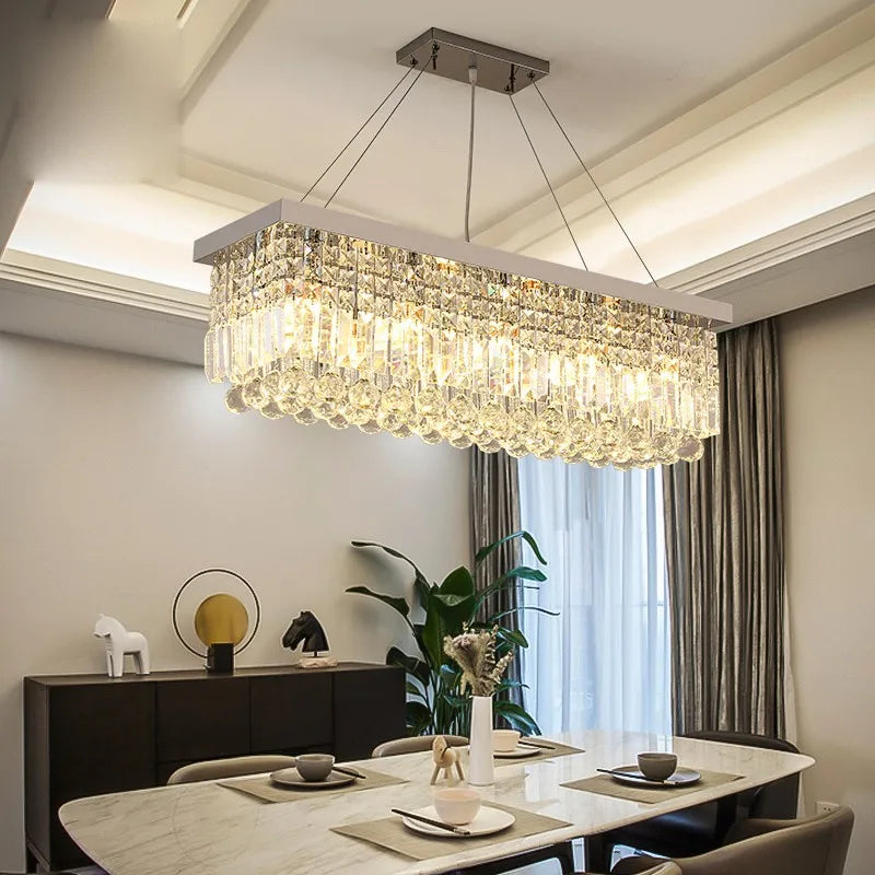 LED Crystal Chandelier Modern Dining Kitchen Hanging Pendant Lamp