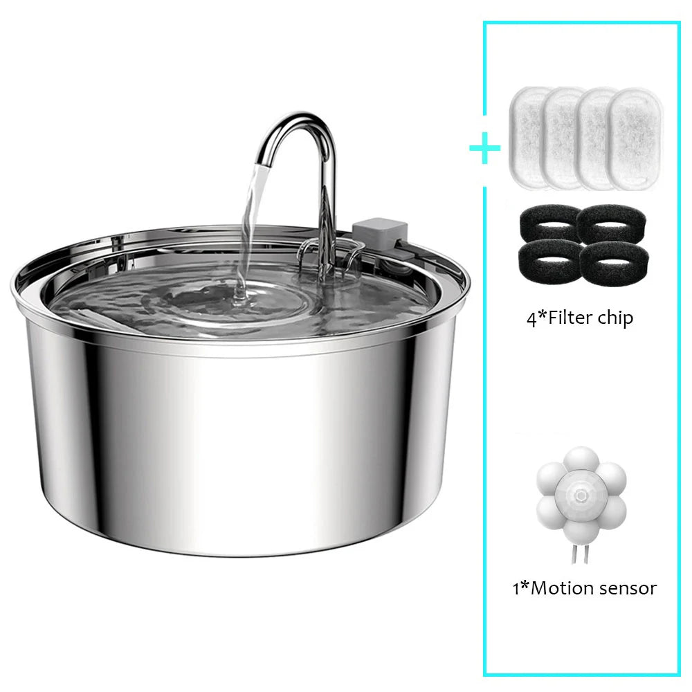 Stainless Steel Automatic Pet Cat Water Feeder Drinking Bowl