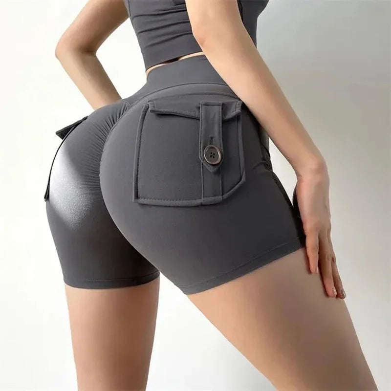 Summer Fitness Exercise Yoga Three-Quarter Pants Cargo Pocket Shorts