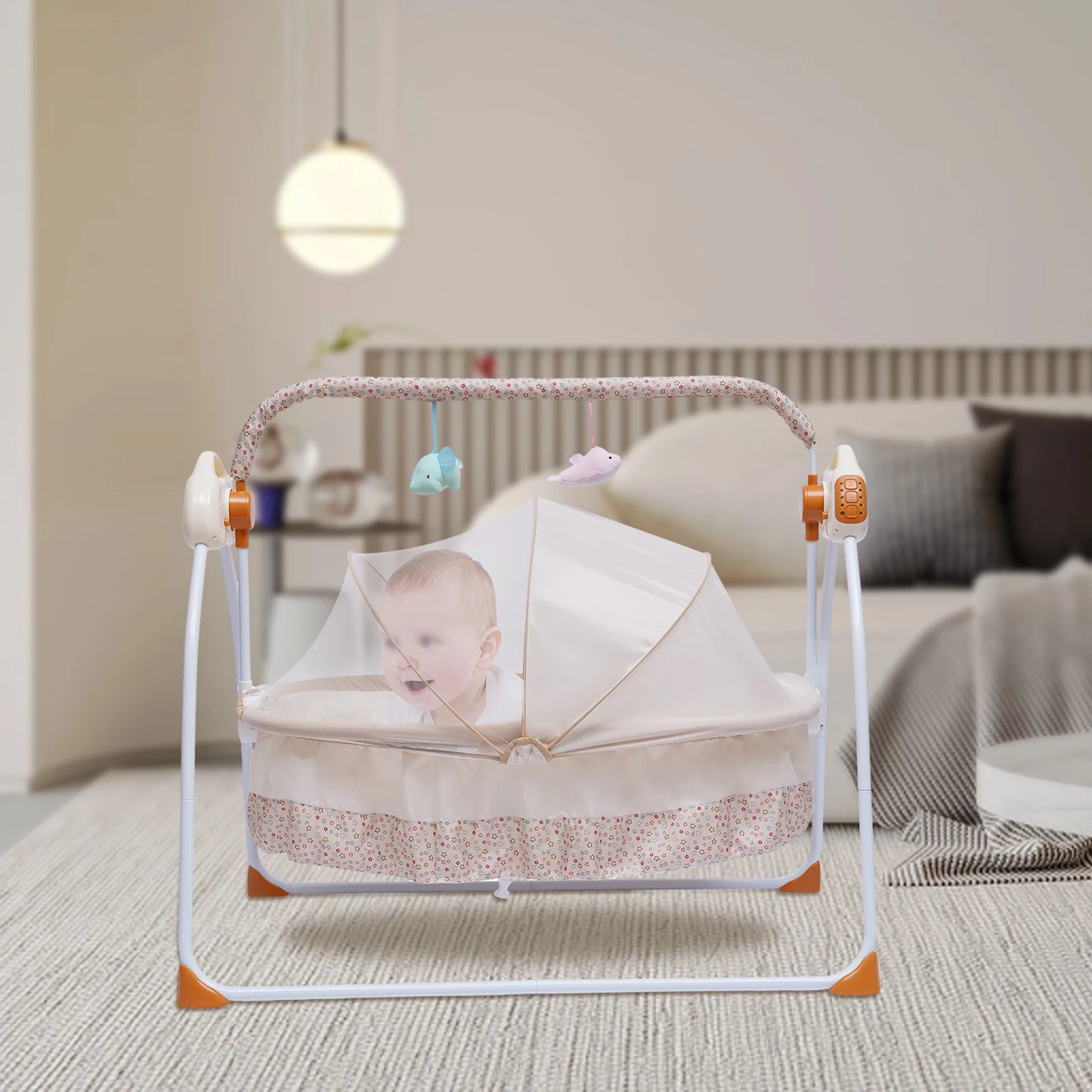 Cradle Swing Sleeping Bed Auto Rocking Swing 5 Speed Stand Baskets Musical Sleeping Basket 0-18 Months