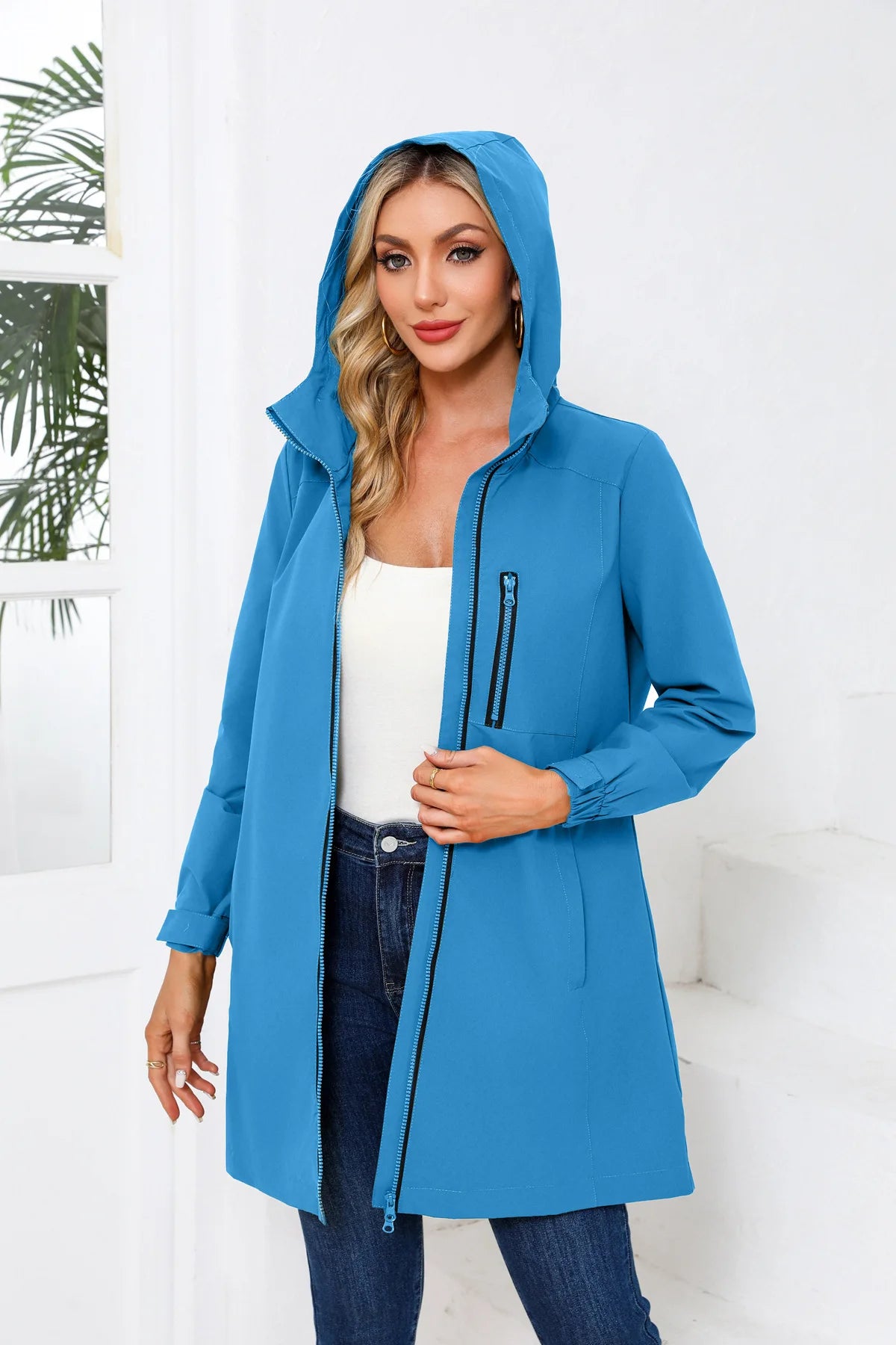 Spring Women's Hooded Long Jacket, Size S-3XL