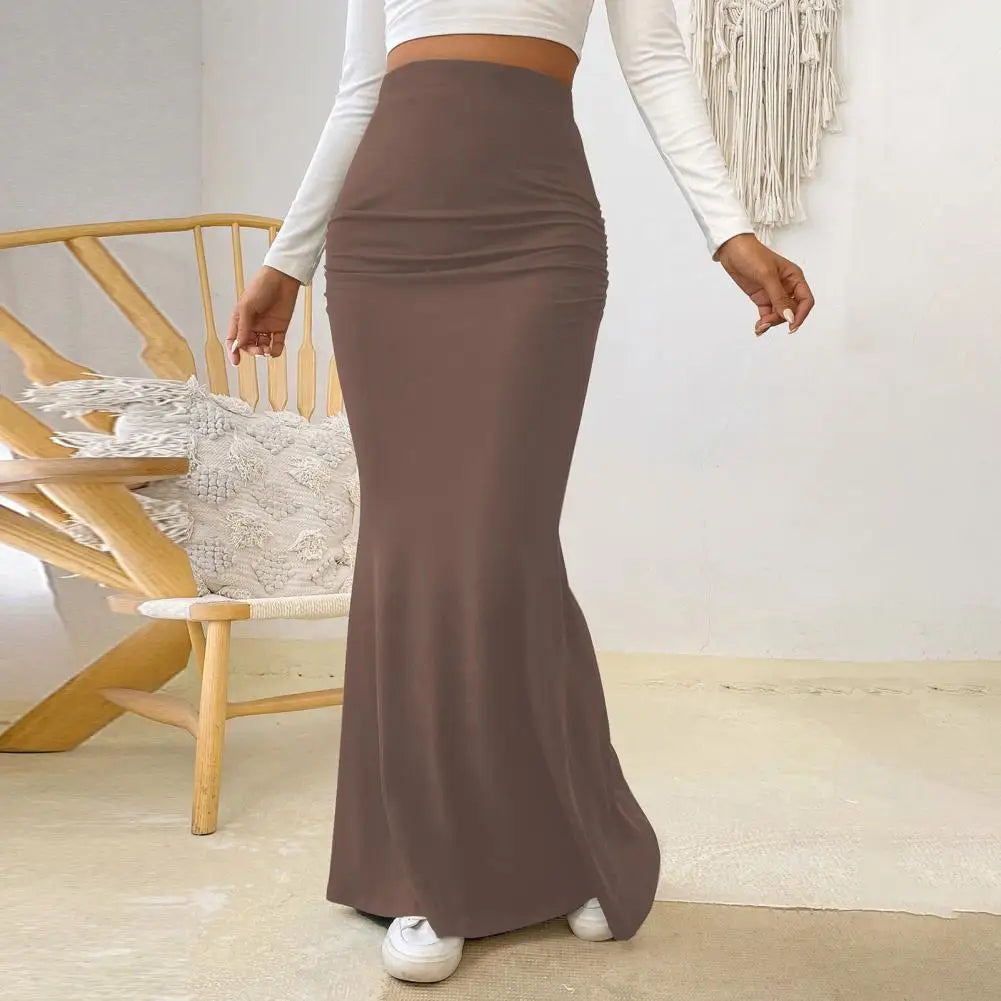 Women's Maxi Skirt Solid Color High Waist