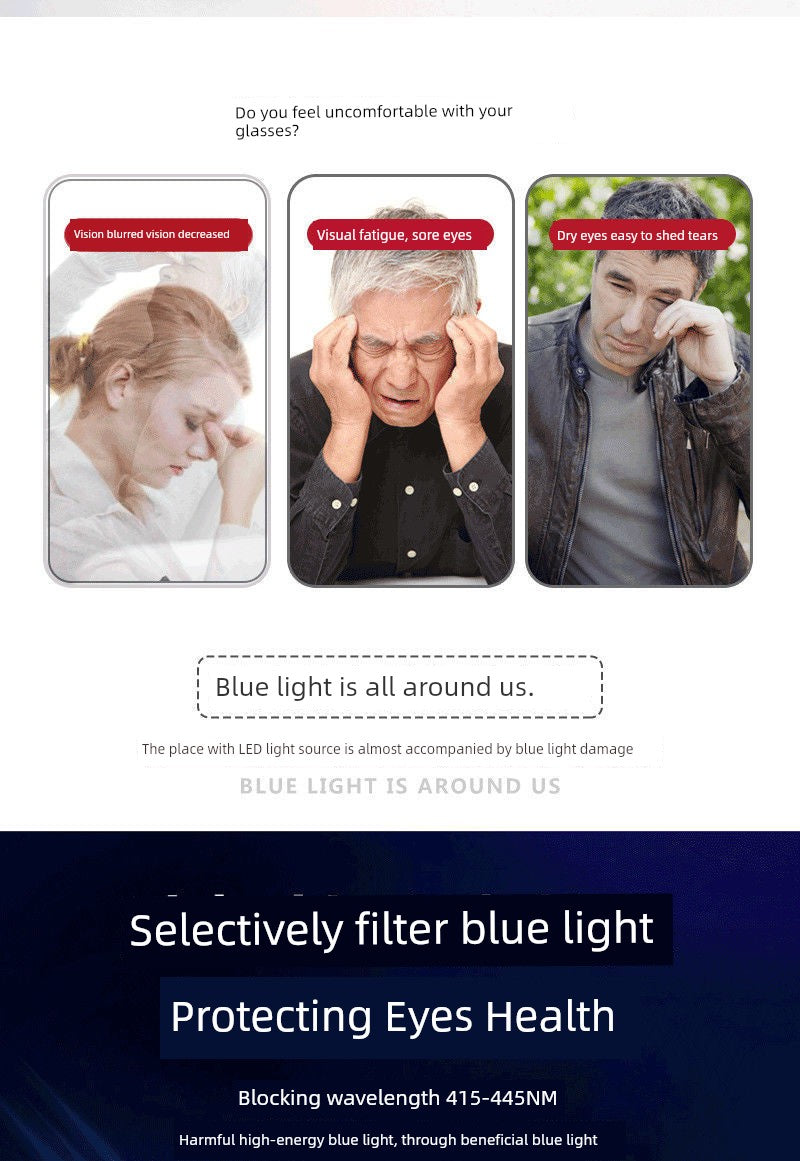 Fashion Blue Light Reading Glasses TR90 Light Anti-Radiation Men and Women Anti-Fatigue Presbyopic Glasses